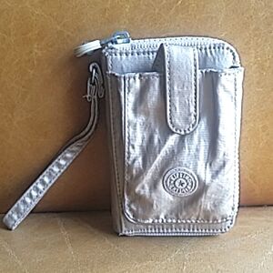 Vintage Kipling Silver/gold Wristlet Wallet Card Phone Holder